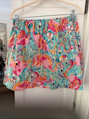 Lilly Pulitzer Pink & Turquoise Flamingo Print Skirt